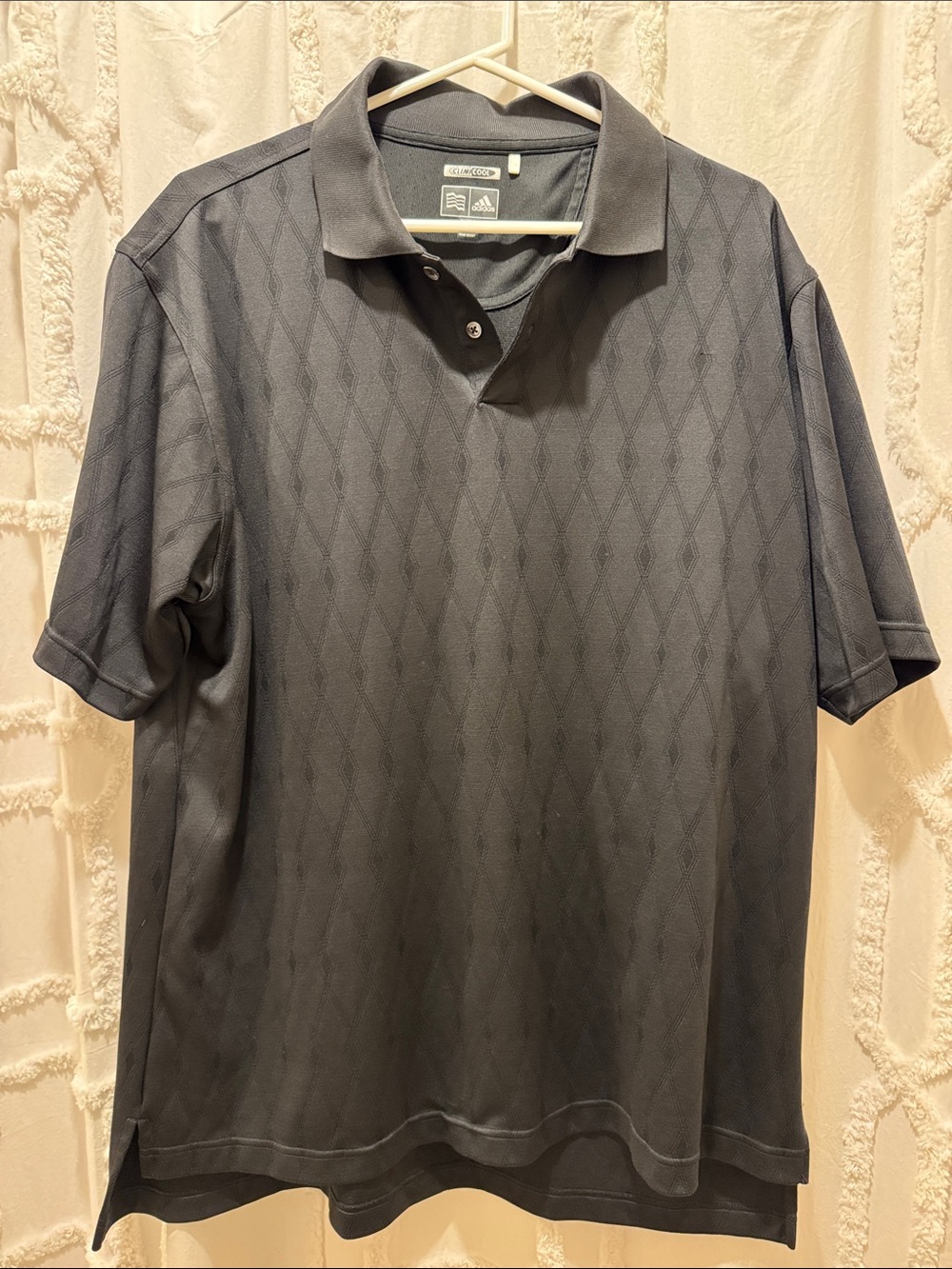 adidas Men's Black Diamond-Pattern Polo